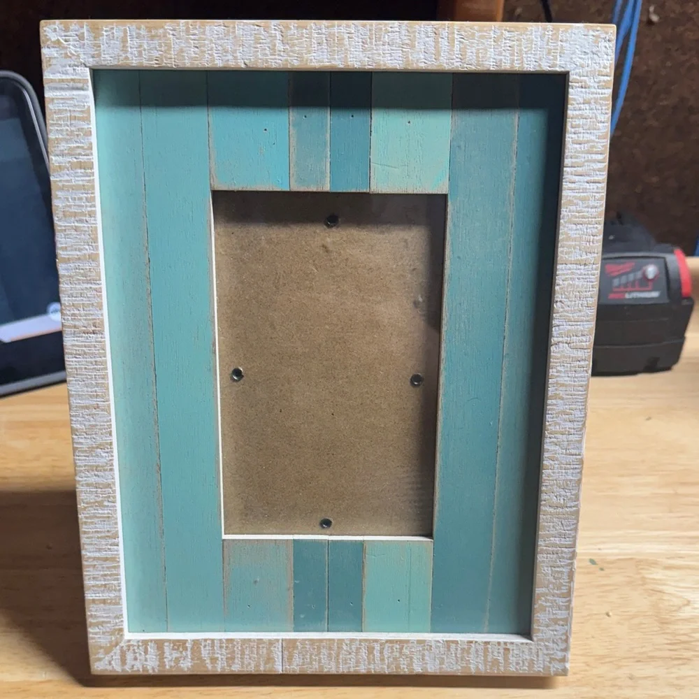 Rustic Turquoise and White Photo Frame